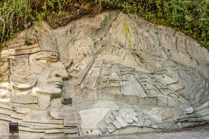 Stone Sculpture Depicting Machu Picchu